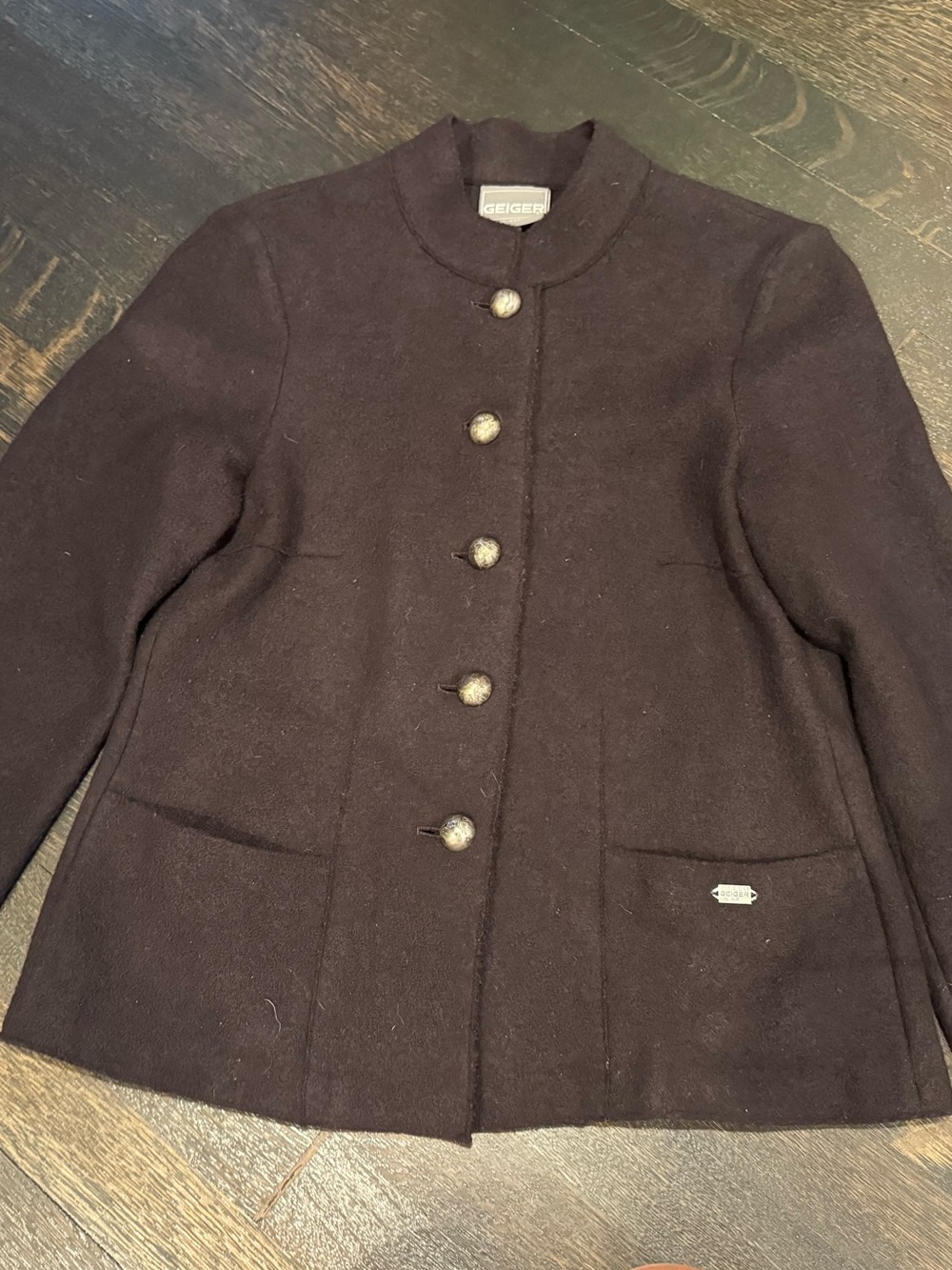 Vintage Geiger Austria Dark Brown Boiled Wool Jacket Women's EU 34 US XS
